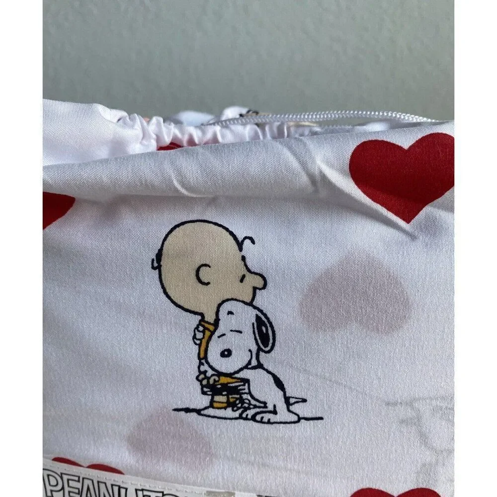 Peanuts Snoopy Charlie Brown‎ Red Hearts Valentines Day QUEEN Size Sheet Set NEW
